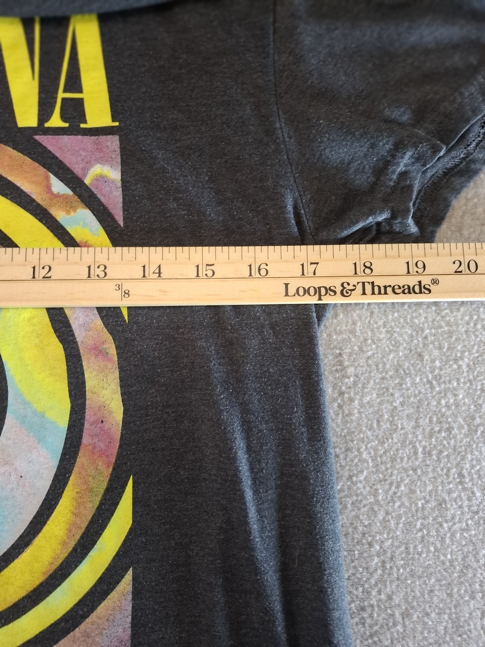 NIRVANA Black Tee with Yellow Smiley and Multicolor Swirl - Picture 5 of 7